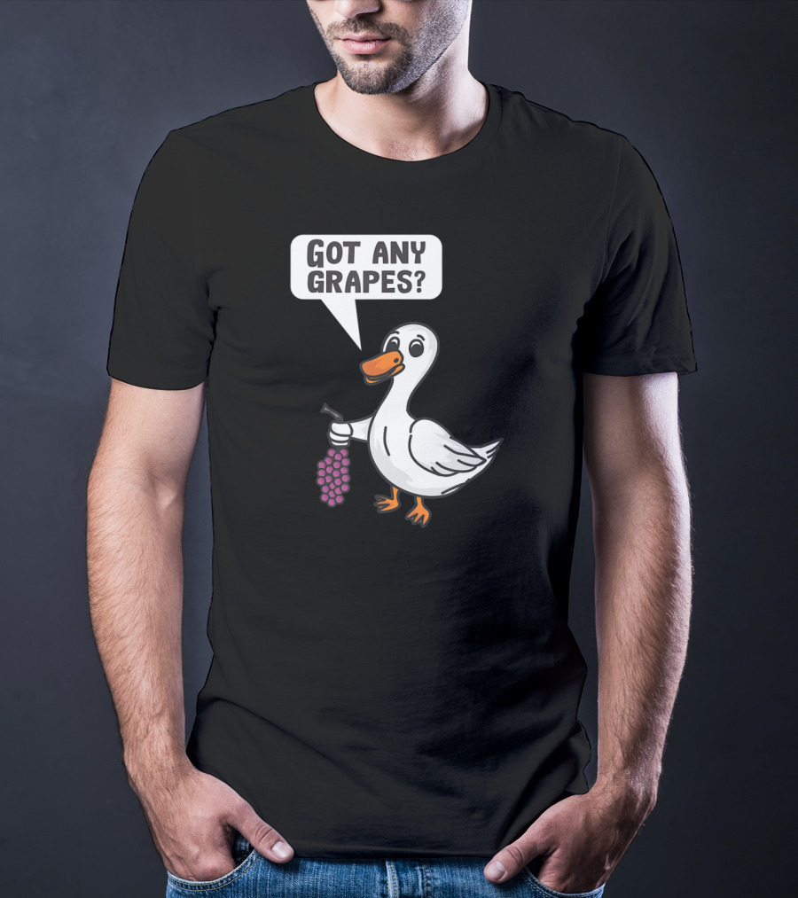 Duck Holding Grapes Asking Got Any Grapes? T-Shirt