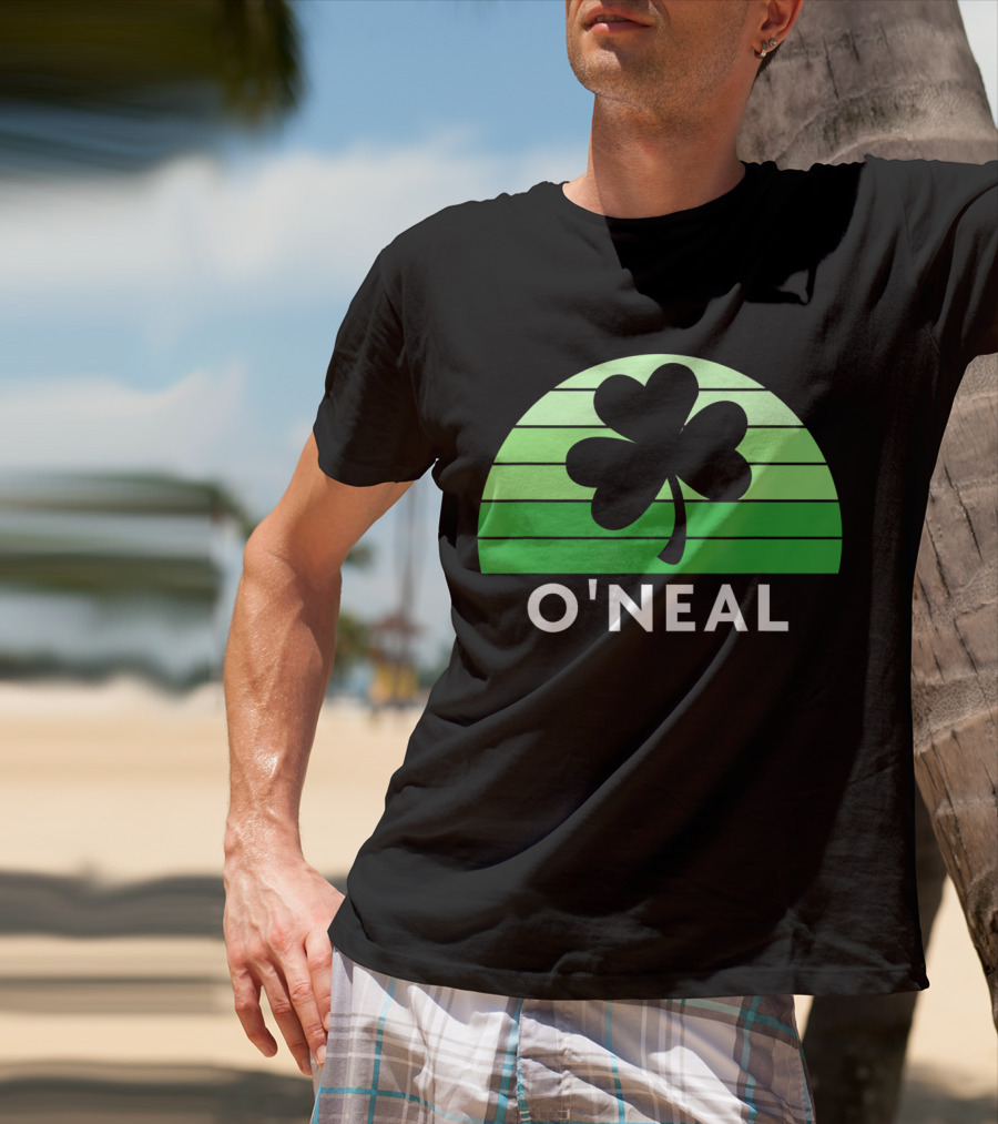 O'Neal Irish Family Name Shamrock Green Stripes T-Shirt