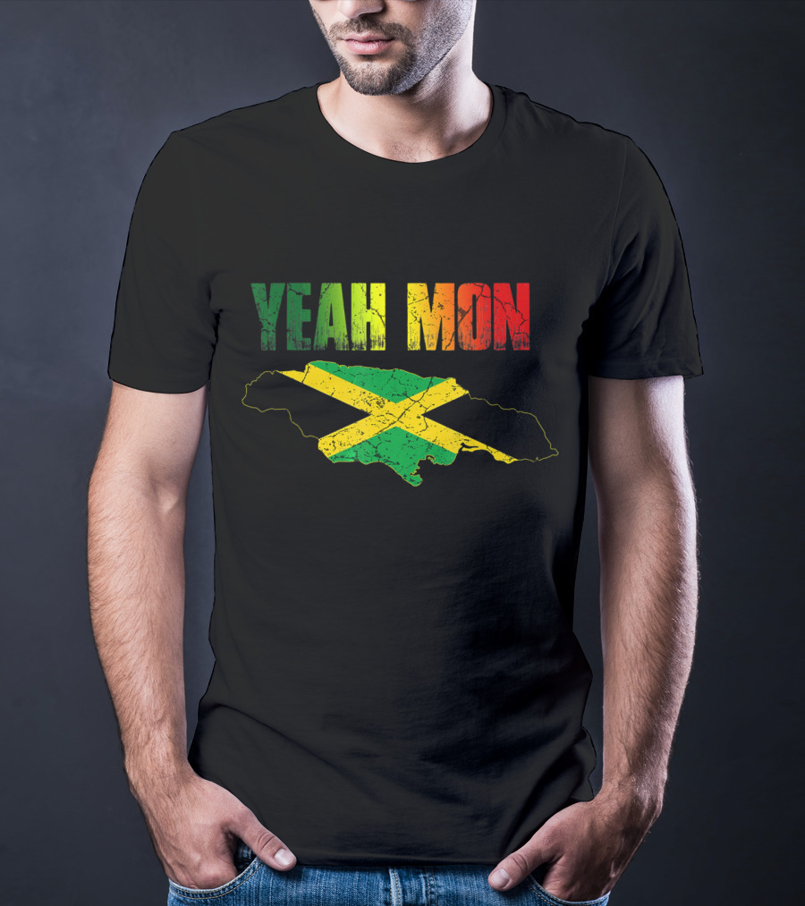 Yeah Mon Jamaican Map Flag Colors T-Shirt