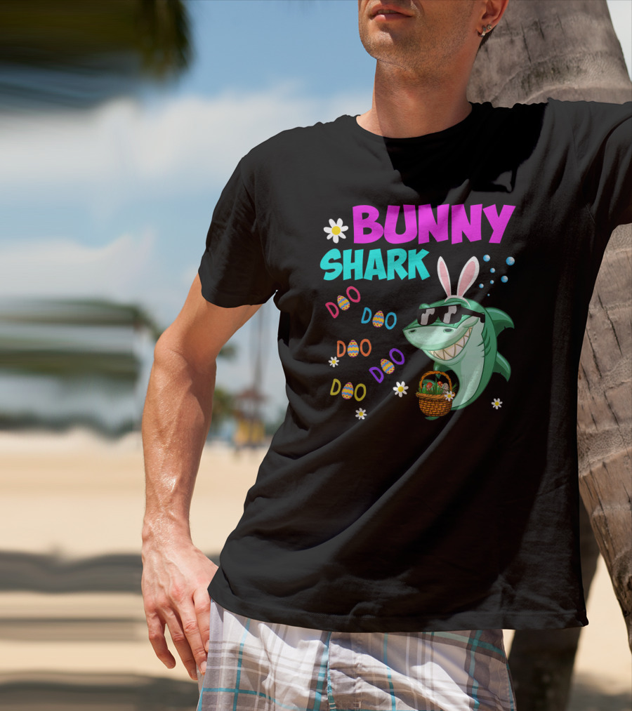 Bunny Shark Doo Easter Toddler Bunny Shark Sunglasses Basket T-Shirt