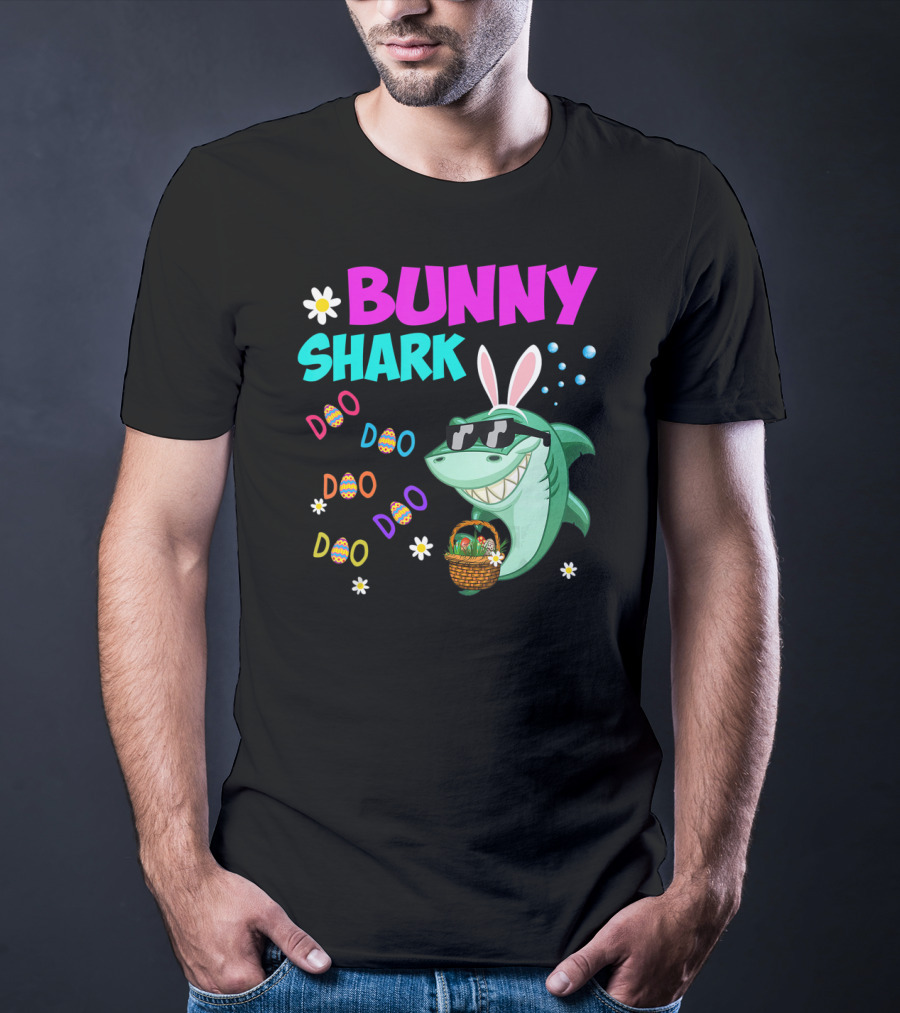 Bunny Shark Doo Easter Toddler Bunny Shark Sunglasses Basket T-Shirt