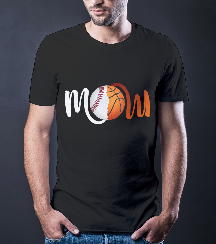 Mom Baseball Basketball Fusion T-Shirt