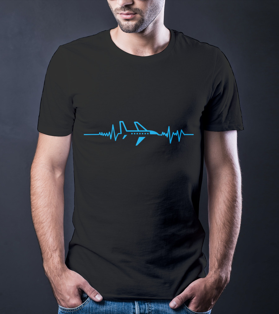Airplane Pilot Heartbeat Flying PulseAircraft T-Shirt