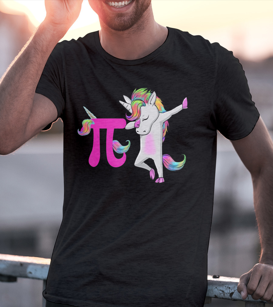 Happy Pi Day Unicorn Dabbing Math Rainbow Magic T-Shirt