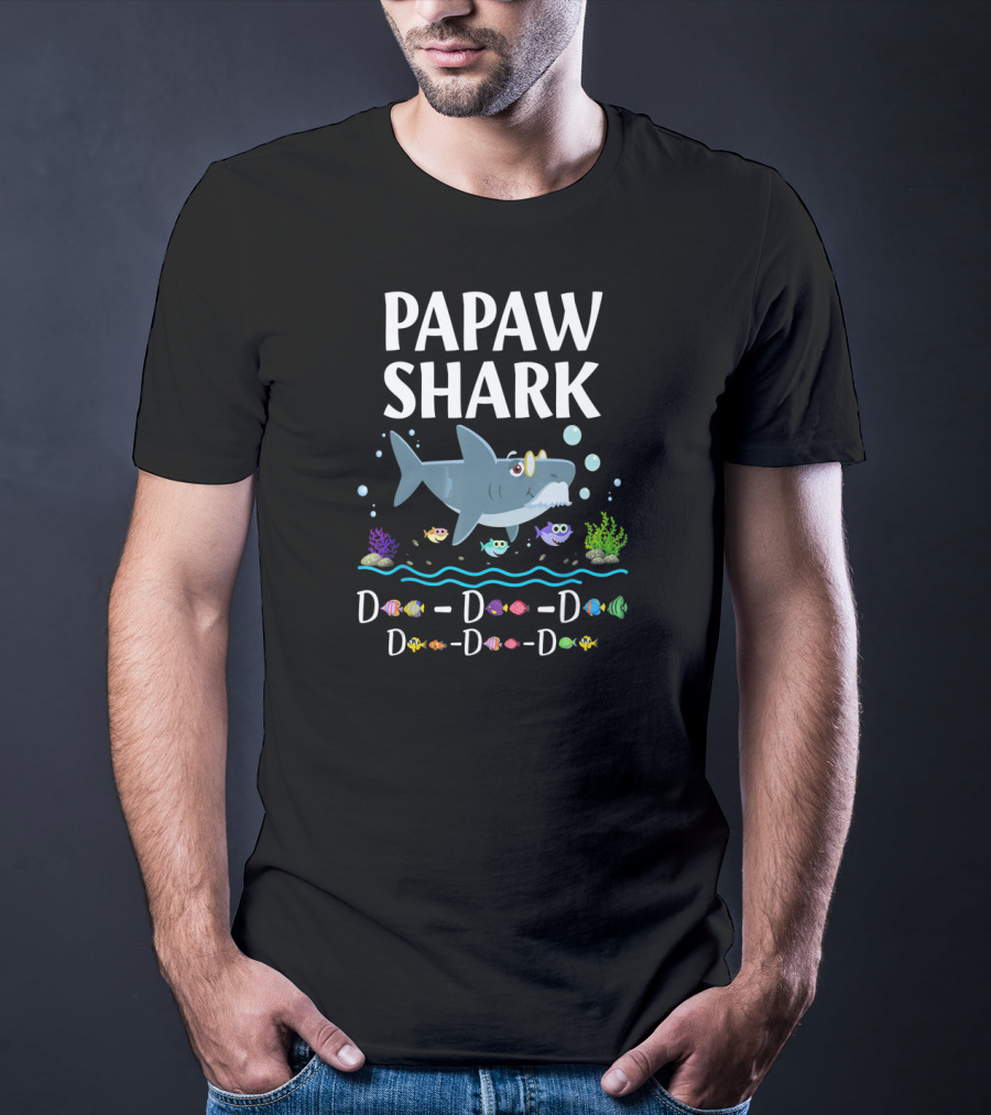 Papaw Shark D-D-D-D Daddy Grandpa Shark Family Fun T-Shirt