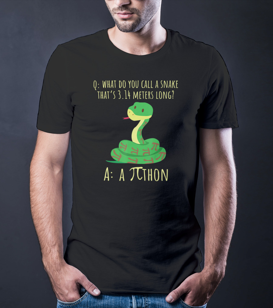 What Do You Call A Snake That's 3.14 Meters Long A Pi-thon Python Pithon Pi Math Teacher Pi Day T-Shirt