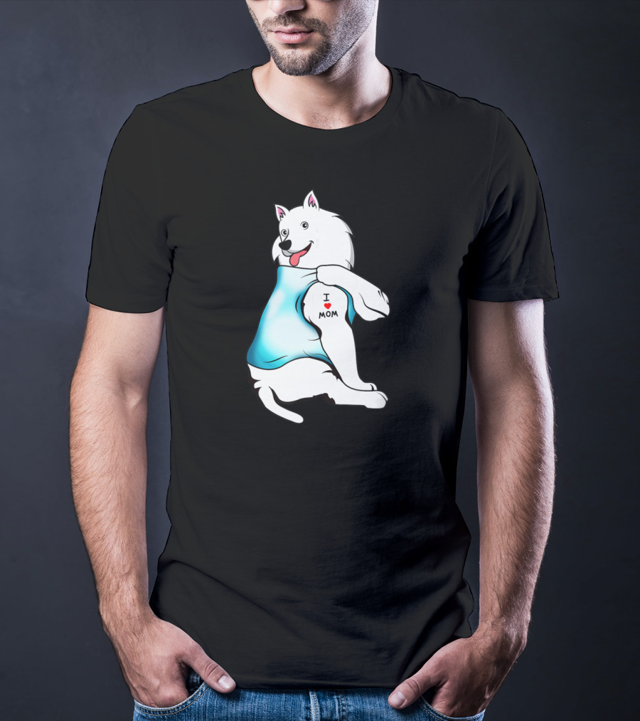 American Eskimo Dog Tattoo I Love Mom T-Shirt
