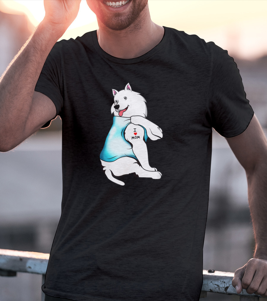 American Eskimo Dog Tattoo I Love Mom T-Shirt