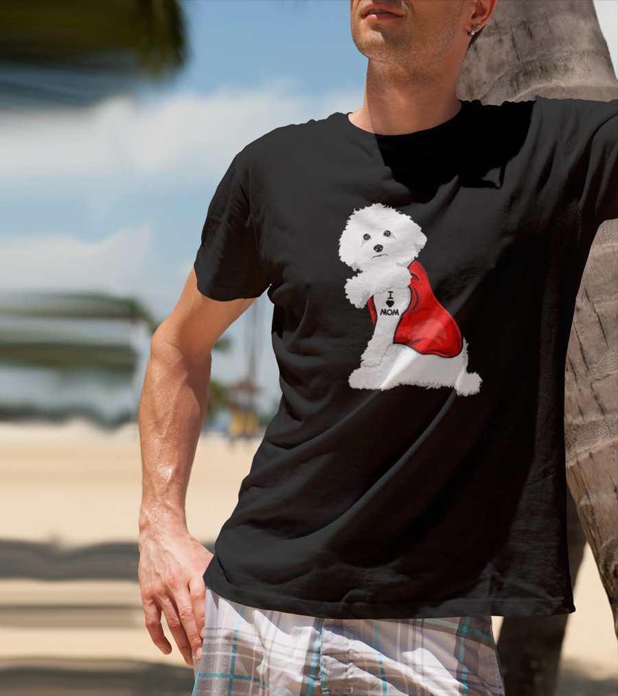 Bichon Frise I Love Mom Tattoo Red Cape T-Shirt
