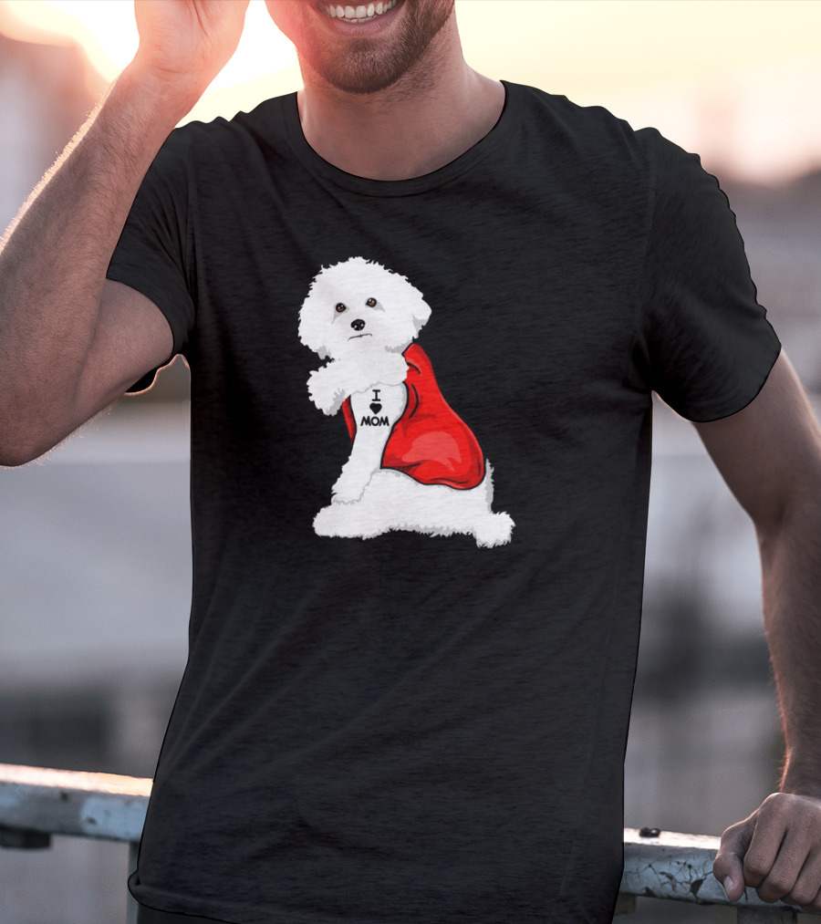 Bichon Frise I Love Mom Tattoo Red Cape T-Shirt