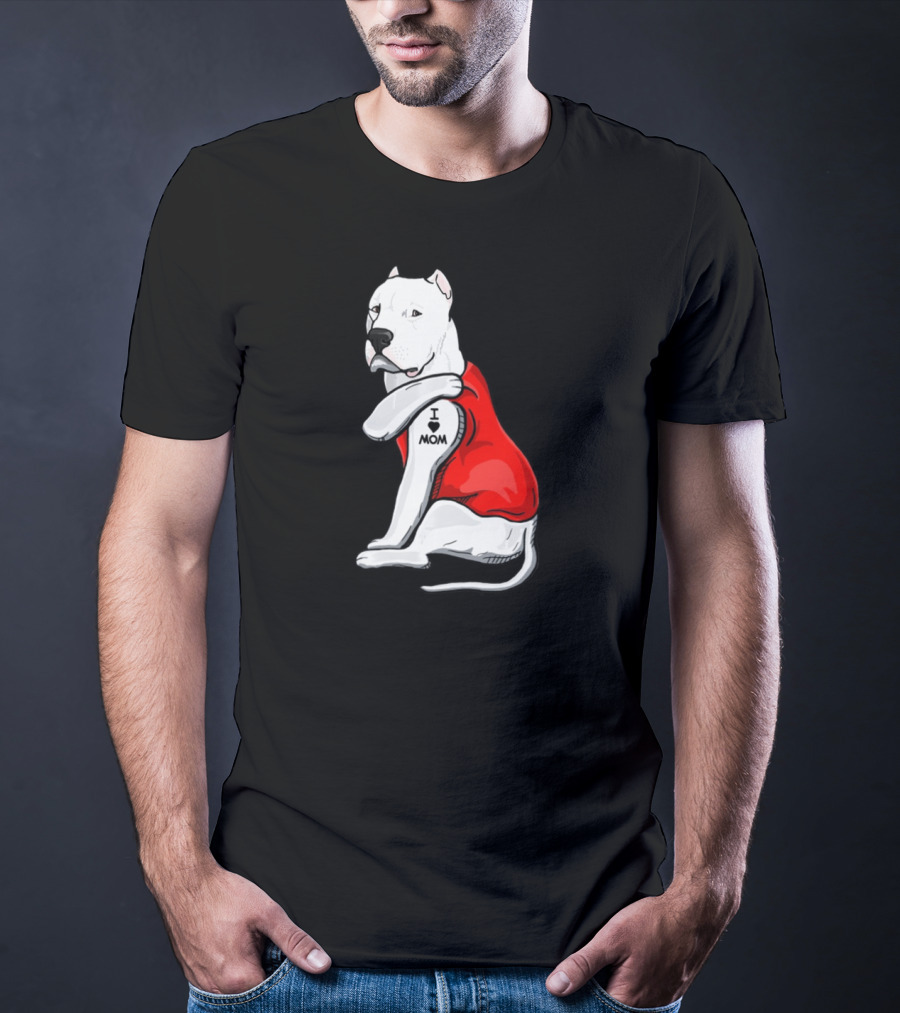 Dogo Argentino I Love Mom Tattoo Red T-Shirt