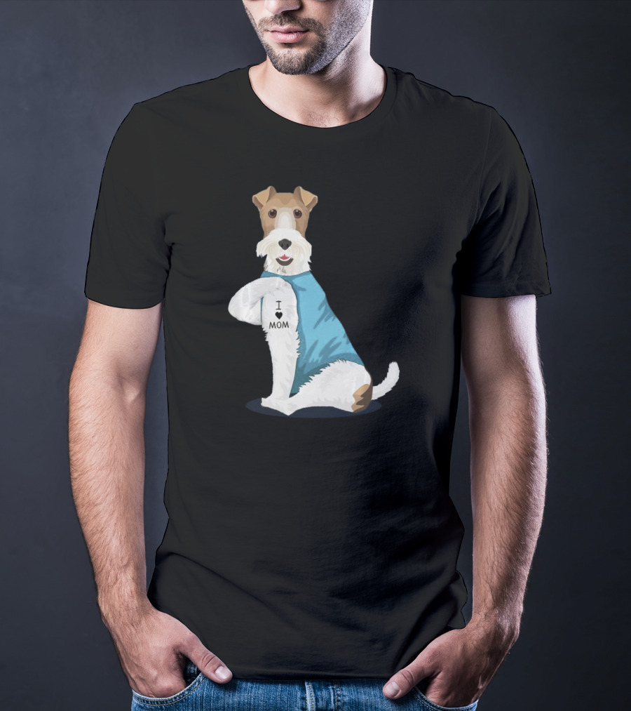 Fox Terrier I Love Mom Tattoo T-Shirt