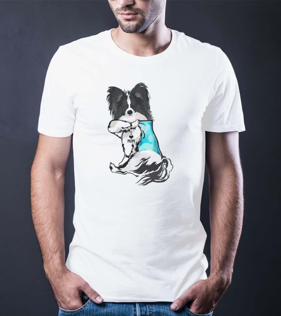 Papillon Dog I Love Mom Tattoo T-Shirt