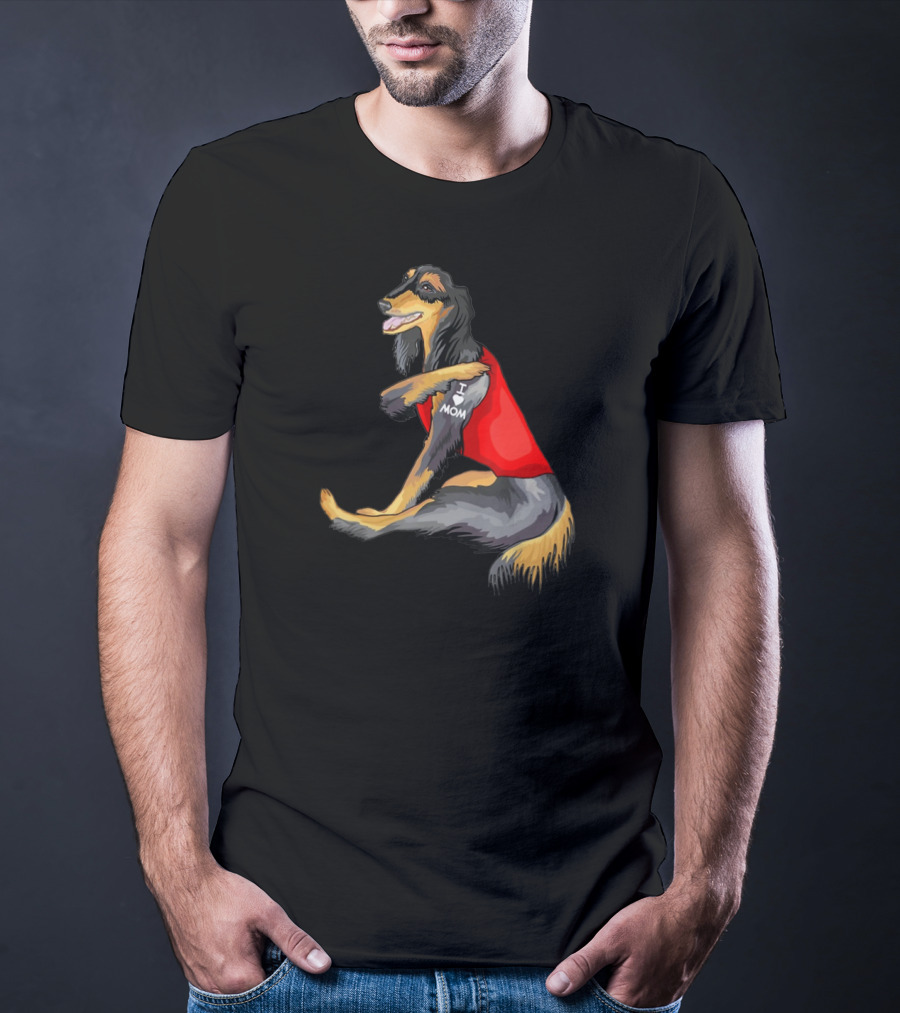 Saluki Dog I Love Mom Tattoo Red T-Shirt
