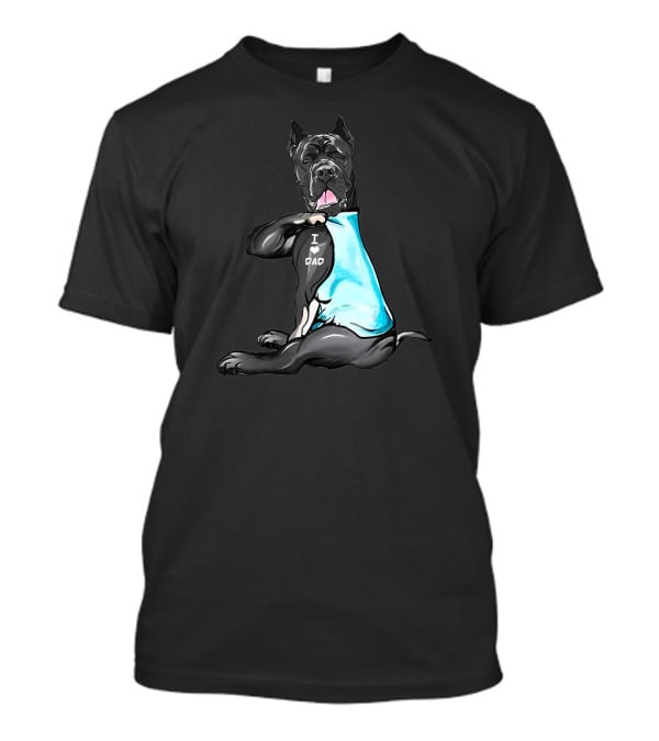 Cane Corso I Love Dad Shirt Black Dog Blue T-Shirt
