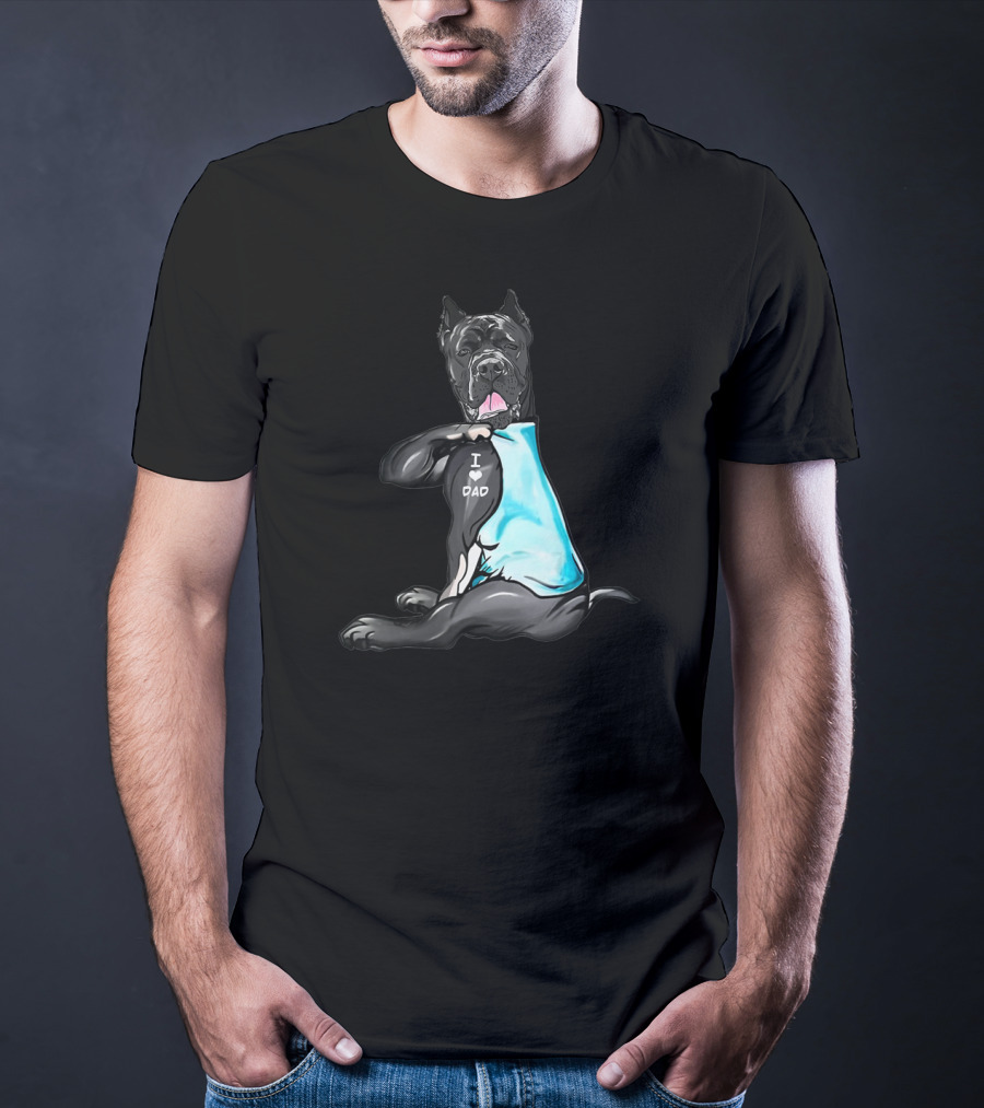 Cane Corso I Love Dad Shirt Black Dog Blue T-Shirt