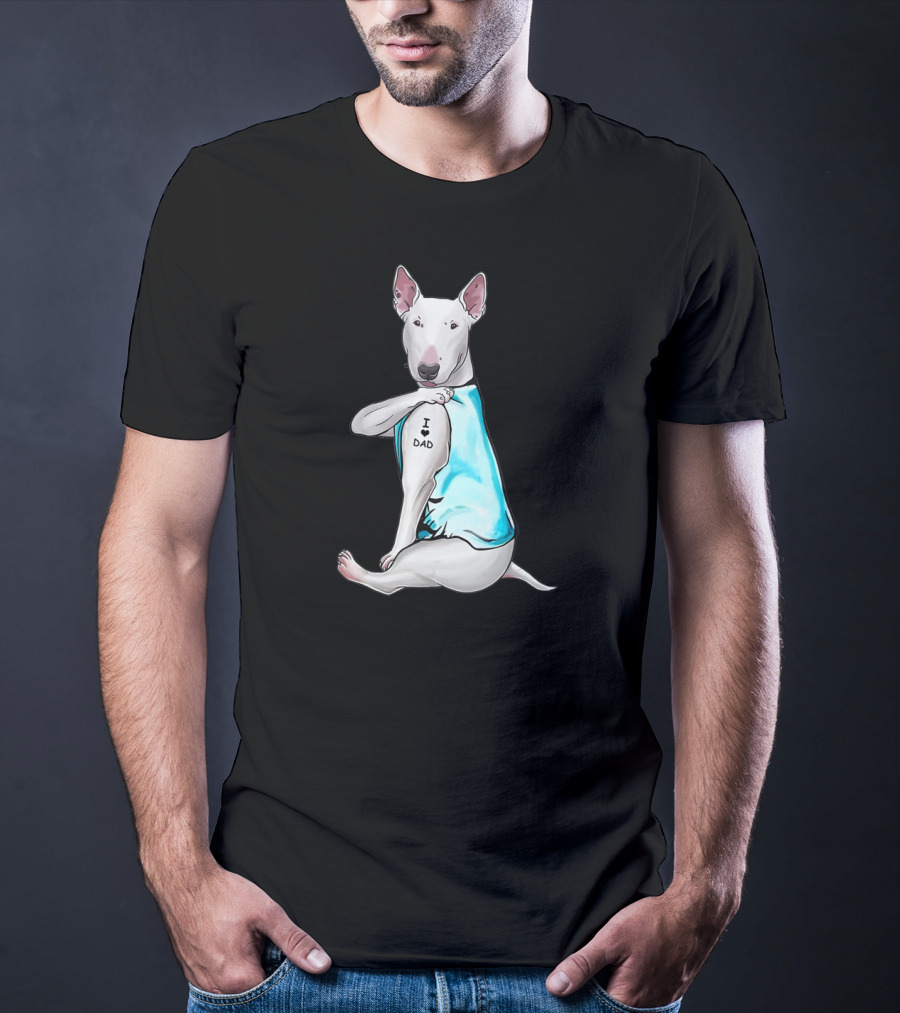 Bull Terrier I Love Dad Tattoo T-Shirt