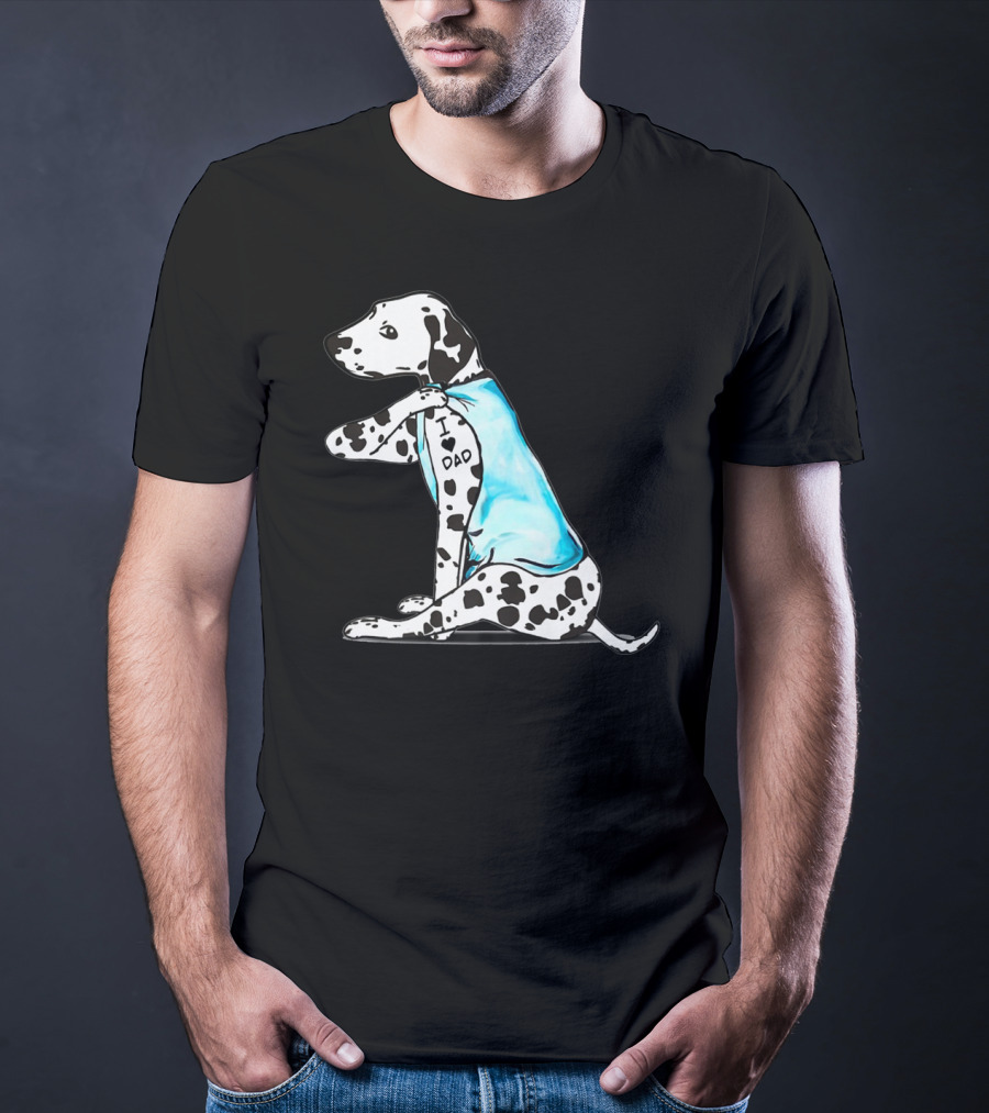 Dalmatian I Love DAD Blue Shirt Cute Dog T-Shirt