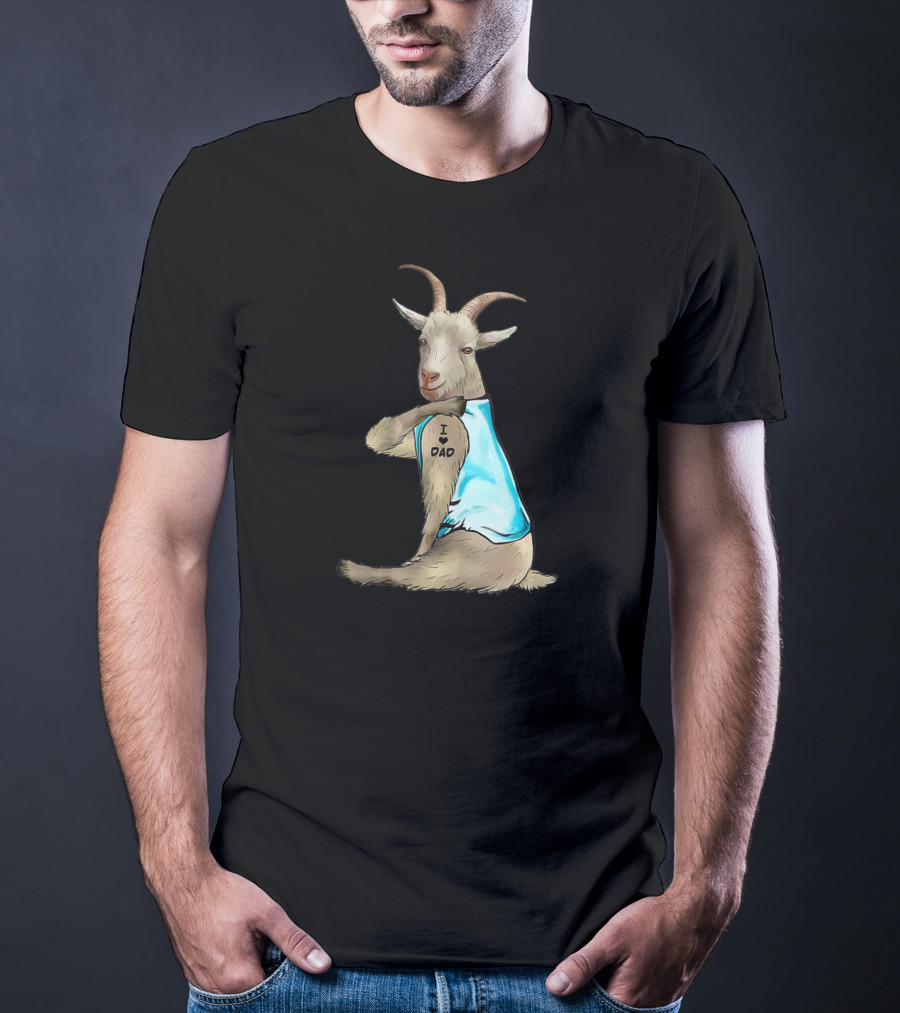 Goat Tattoos I Love Dad Blue Tank Top T-Shirt