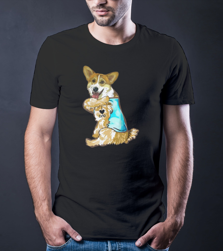 I Love Dad Corgi Father's Day For T-Shirt