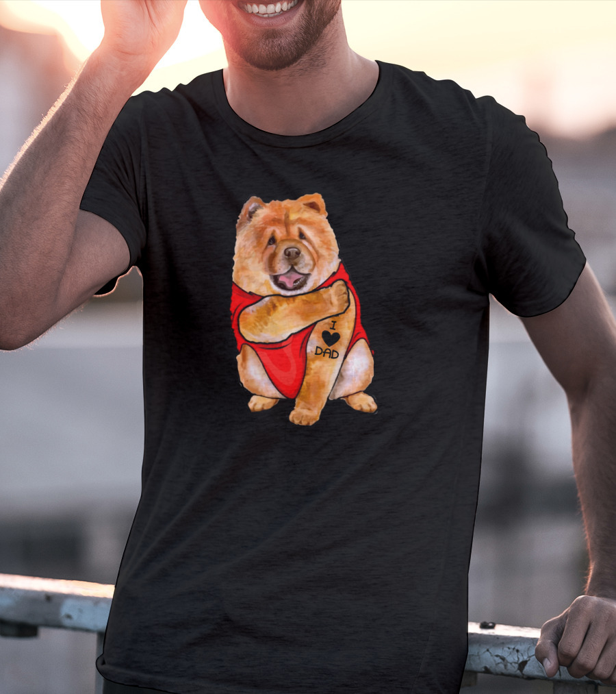 I Love Dad Chow Chow Dog Father's Day Red T-Shirt