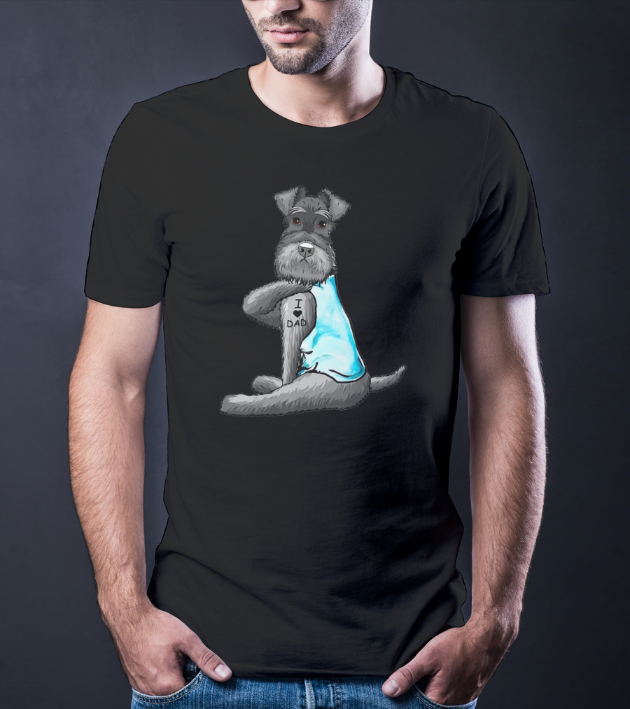 Schnauzer I Love Dad Tattoo T-Shirt