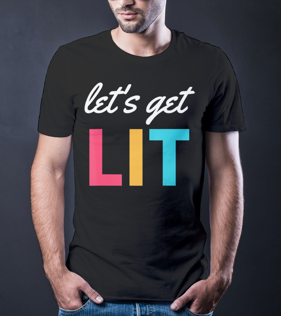 Let's Get Lit Funny Writers Teachers Retro T-Shirt