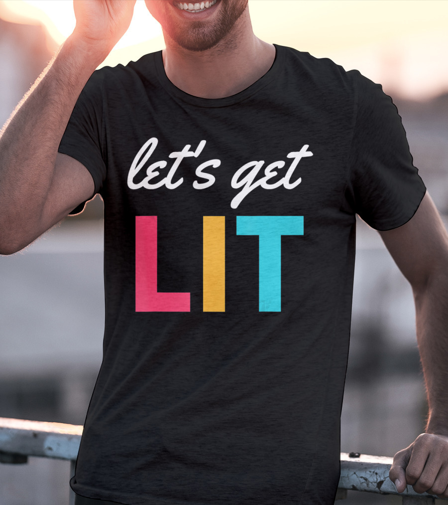 Let's Get Lit Funny Writers Teachers Retro T-Shirt