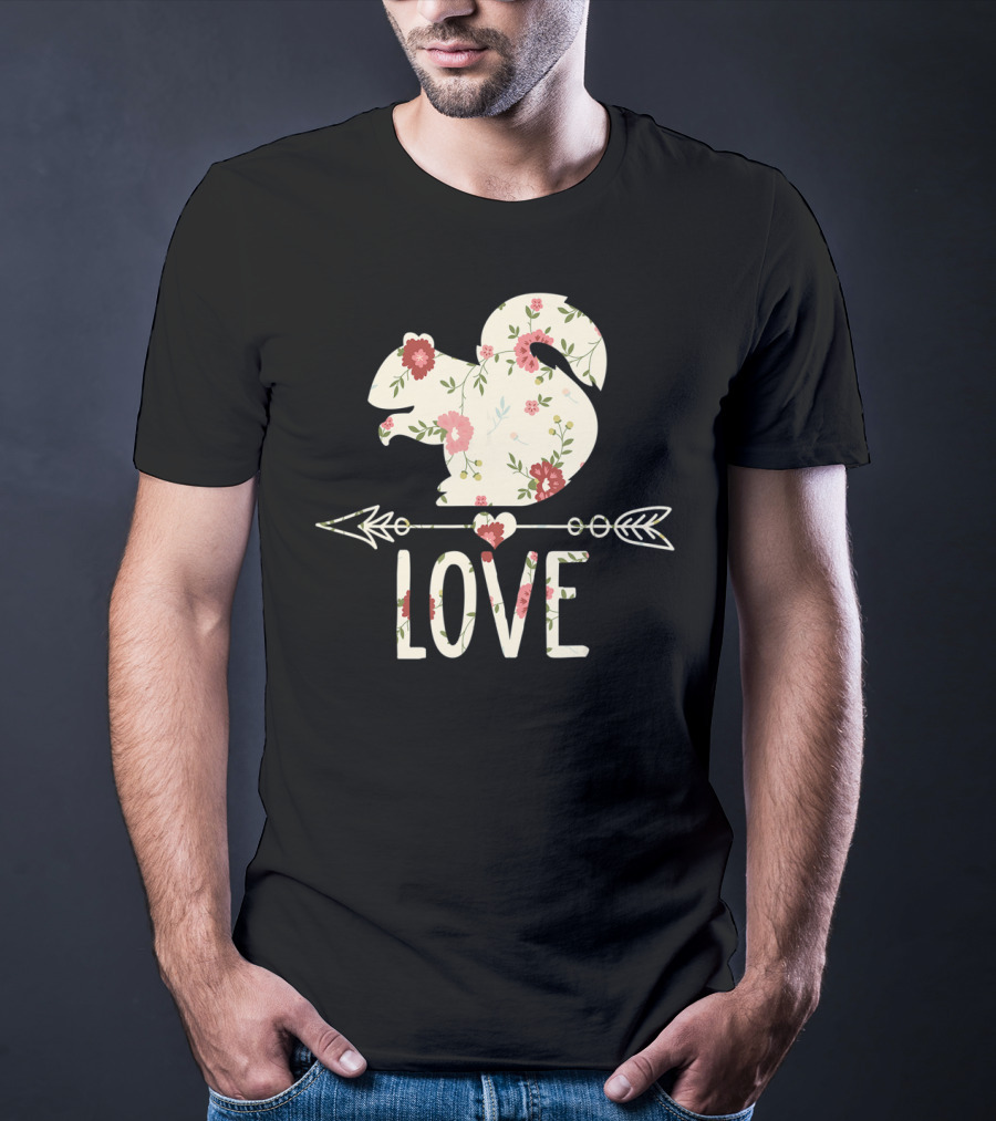 Love Squirrel Floral Vintage Flower Arrow T-Shirt