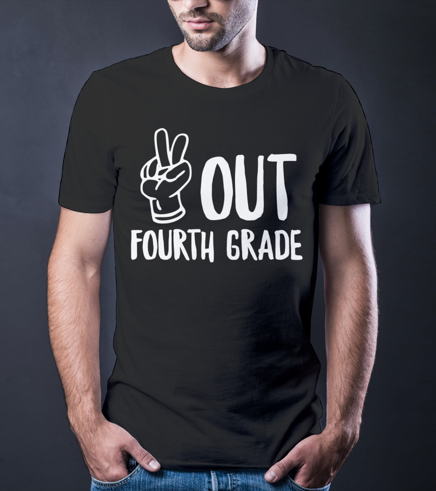 Peace Out Fourth Grade Last Day School V Sign T-Shirt