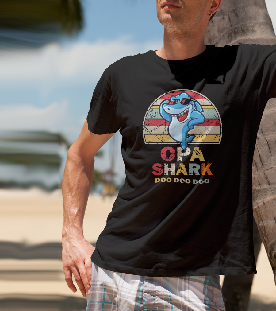 Opa Shark Doo Doo Doo Vintage Style Father T-Shirt