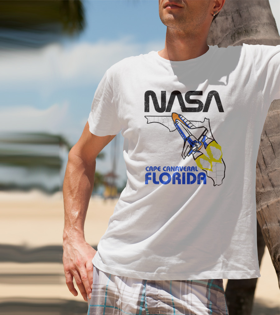 NASA Space Shuttle Florida Map Cape Canaveral T-Shirt