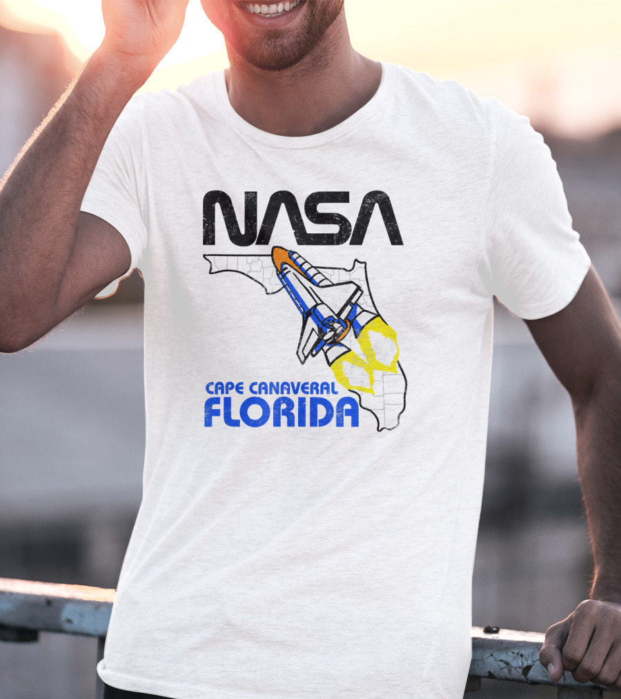 NASA Space Shuttle Florida Map Cape Canaveral T-Shirt
