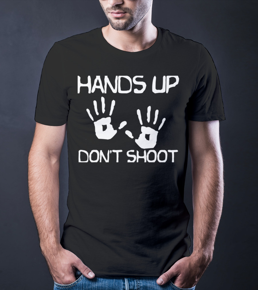 Hands Up Don't Shoot Statement With Handprint Symbols T-Shirt