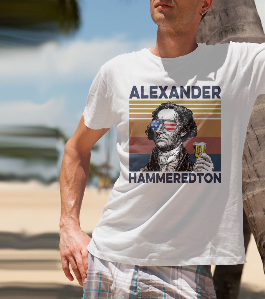 Alexander Hammeredton USA Vintage Drink Patriotic Sunglasses T-Shirt
