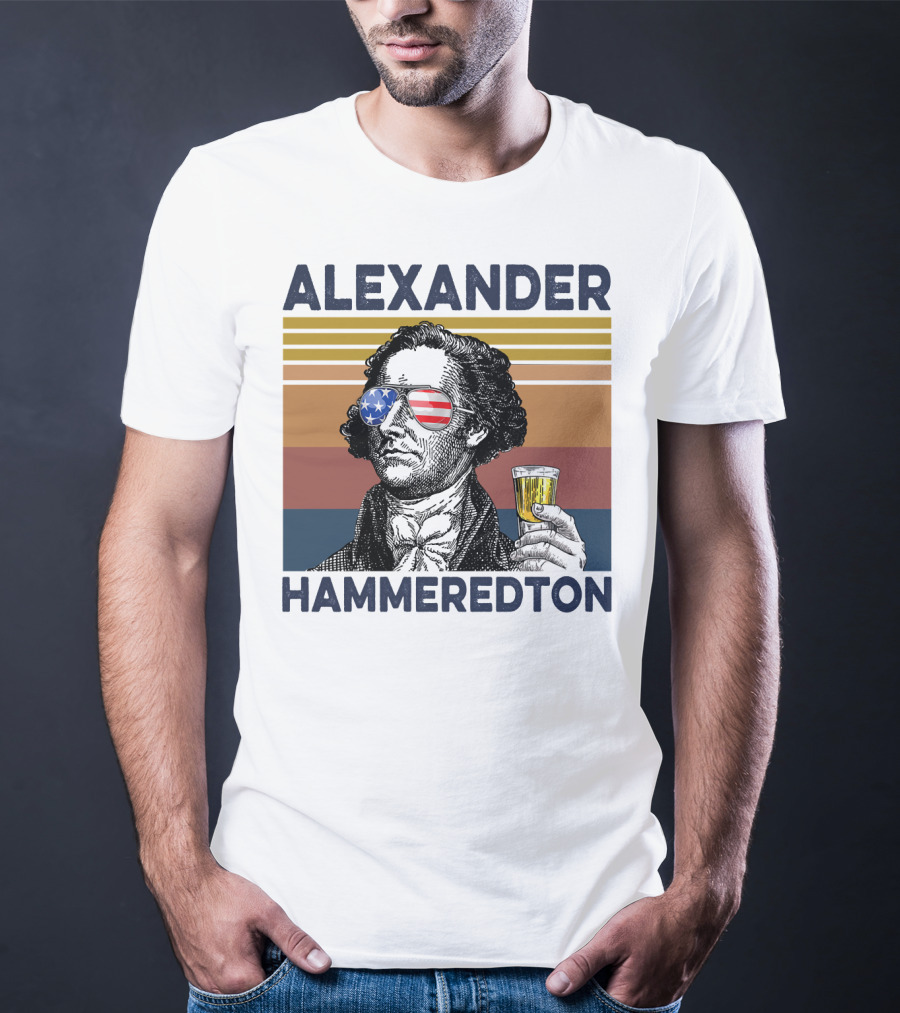 Alexander Hammeredton USA Vintage Drink Patriotic Sunglasses T-Shirt