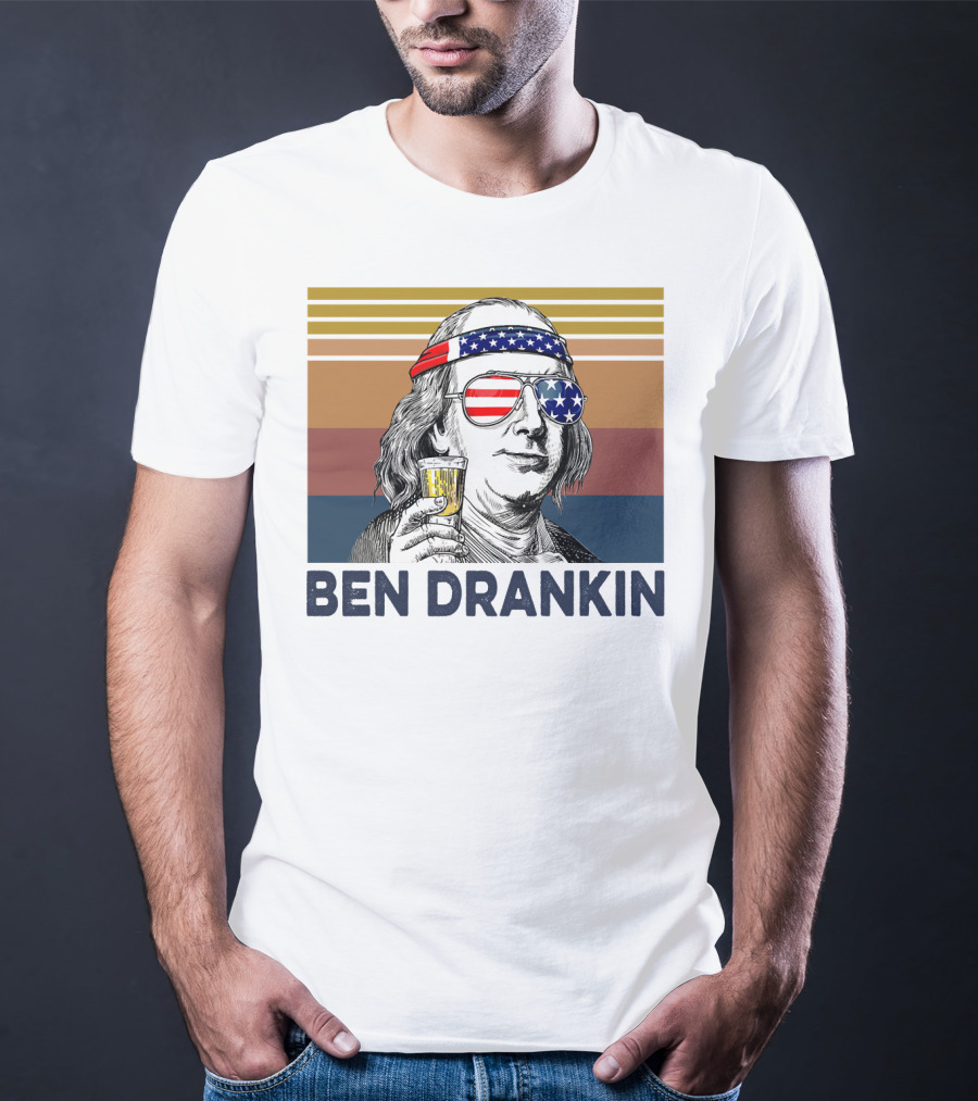 Ben Drankin Vintage USA Patriotic Beer T-Shirt