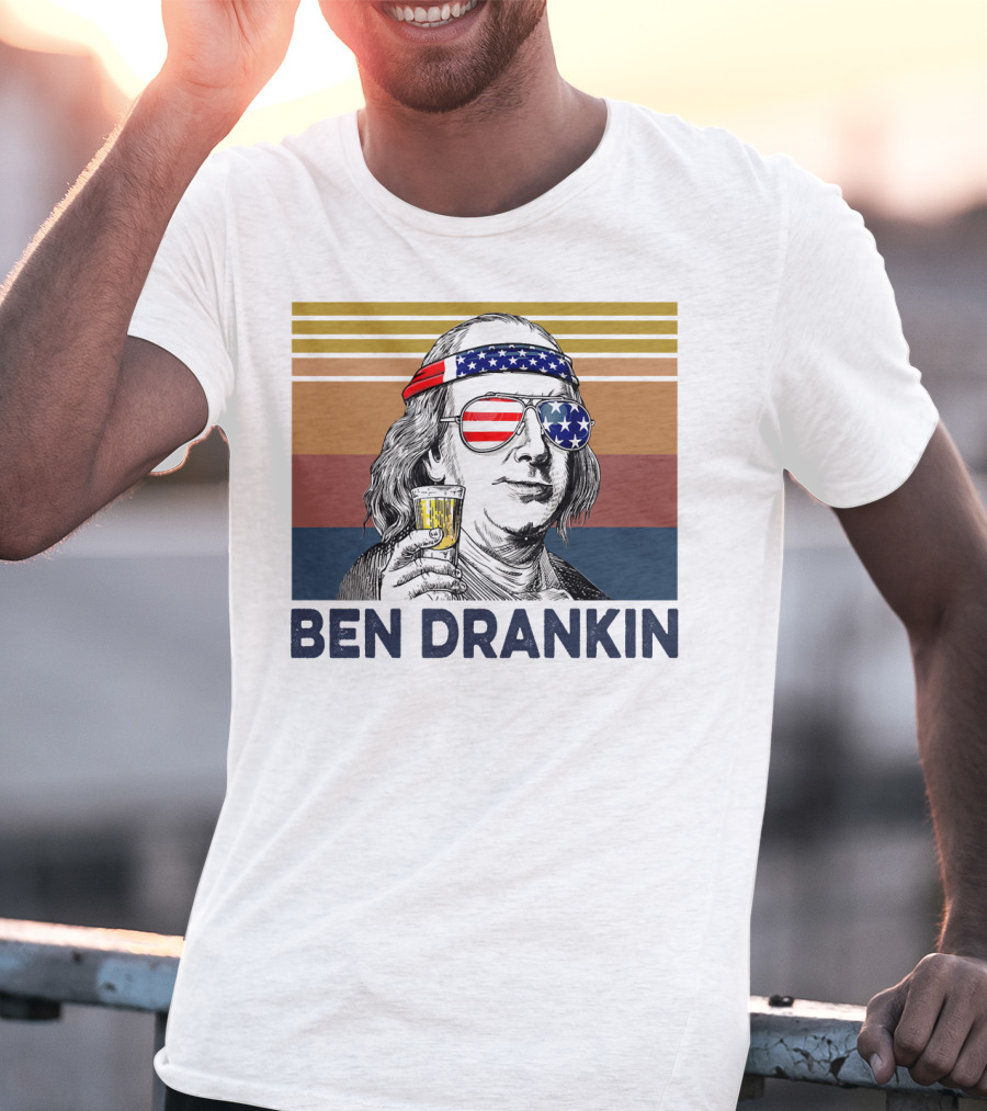 Ben Drankin Vintage USA Patriotic Beer T-Shirt