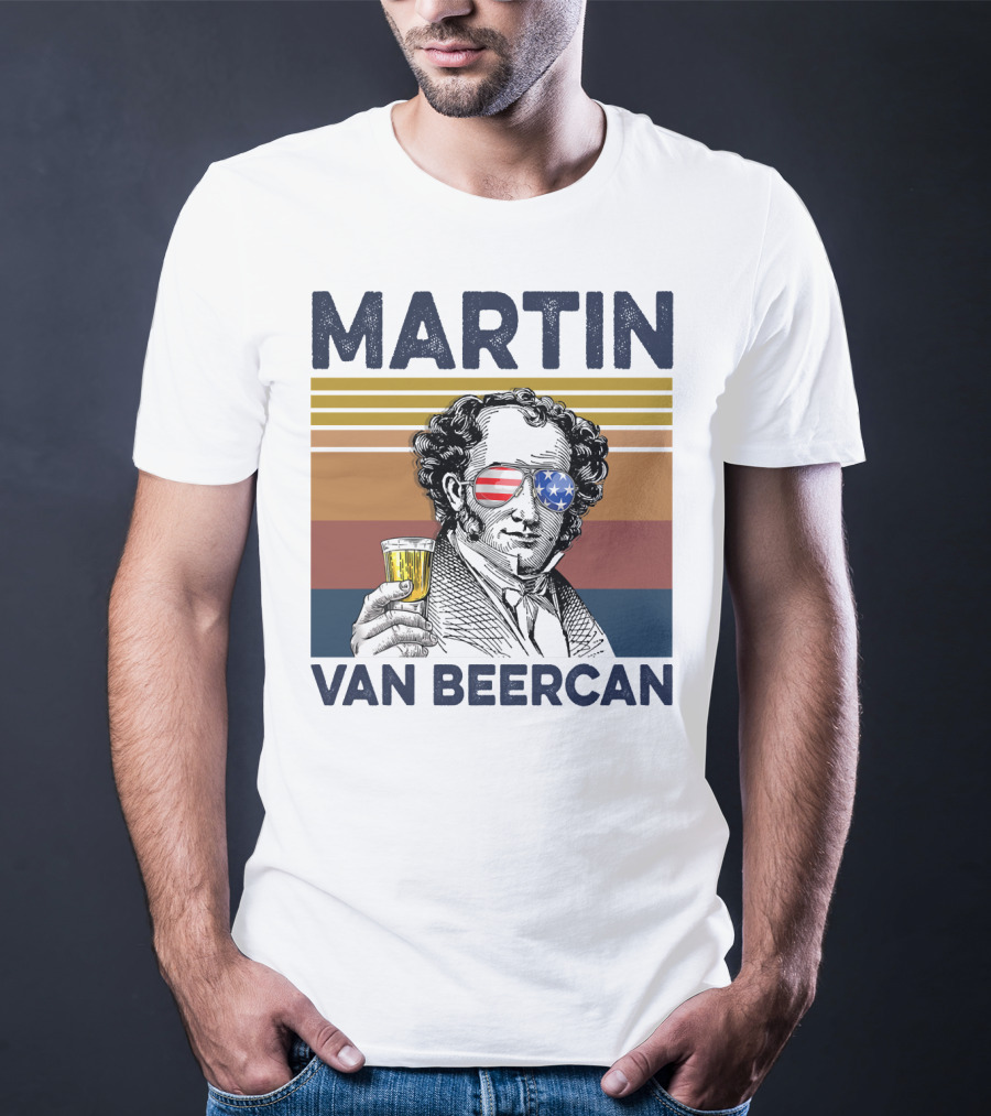 Martin Van Beercan American Flag Vintage Drink USA T-Shirt