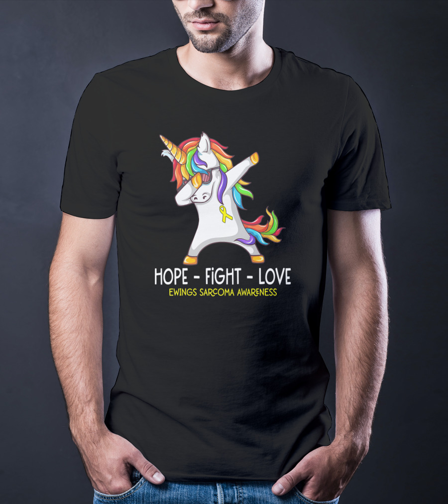 Hope Fight Love Unicorn Ewings Sarcoma Awareness T-Shirt