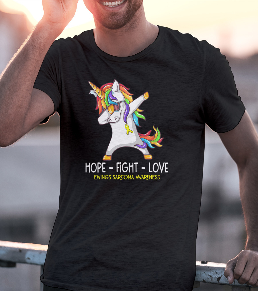 Hope Fight Love Unicorn Ewings Sarcoma Awareness T-Shirt