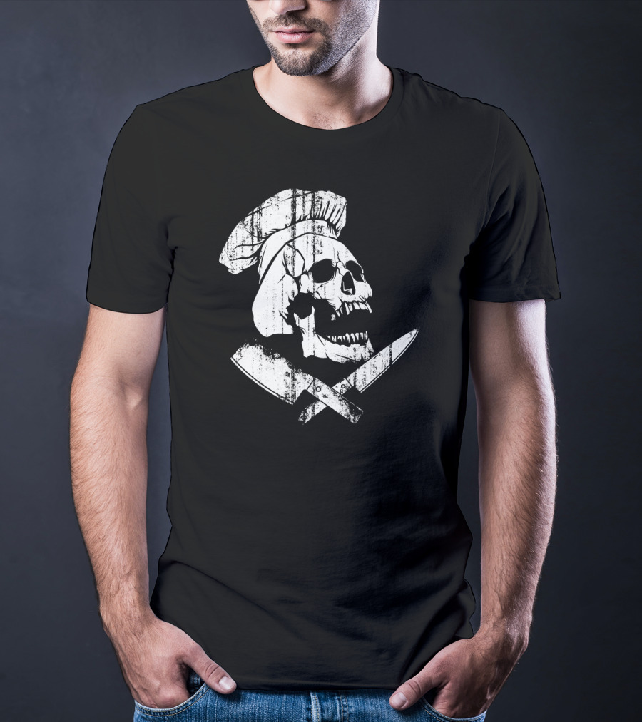 Culinary Gangster Cooking Master Chef Skull With Crossed Knives T-Shirt