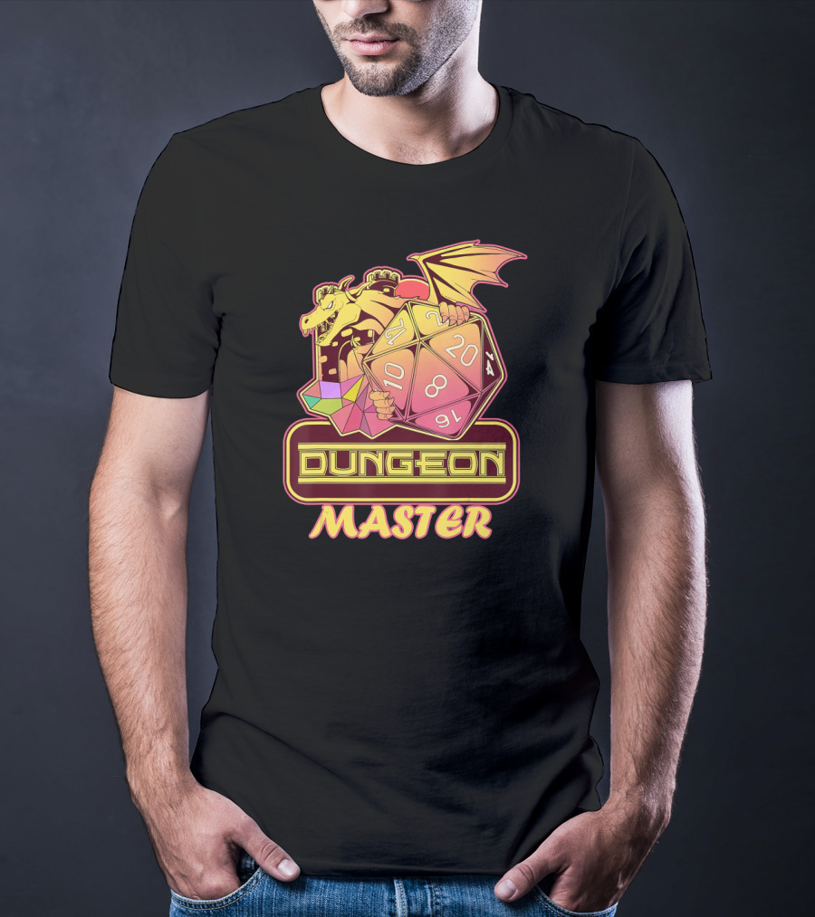 Dungeon Master Dragon D20 Dice Gaming T-Shirt