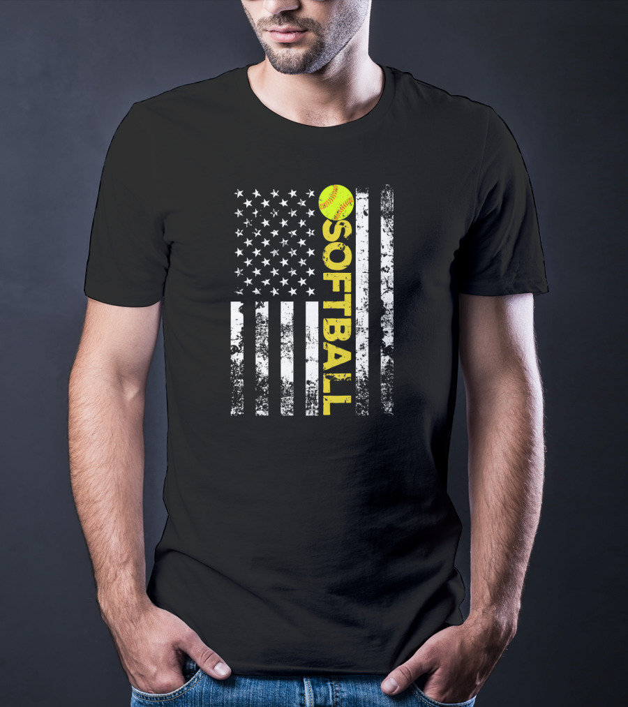 Softball American Flag Team T-Shirt