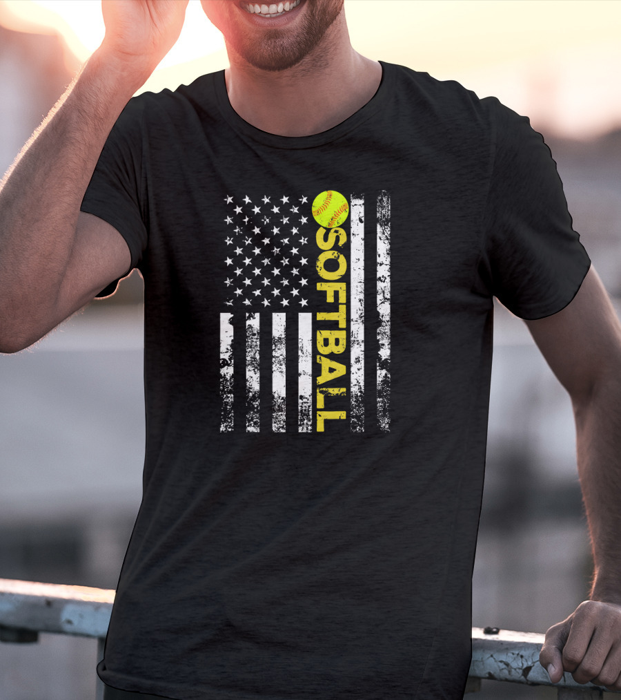 Softball American Flag Team T-Shirt