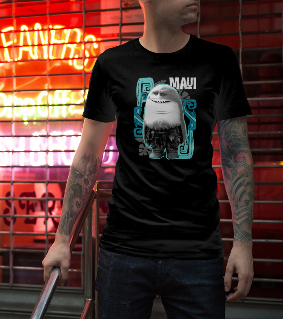 Maui Half Shark Disney Moana Character With Tribal T-Shirt