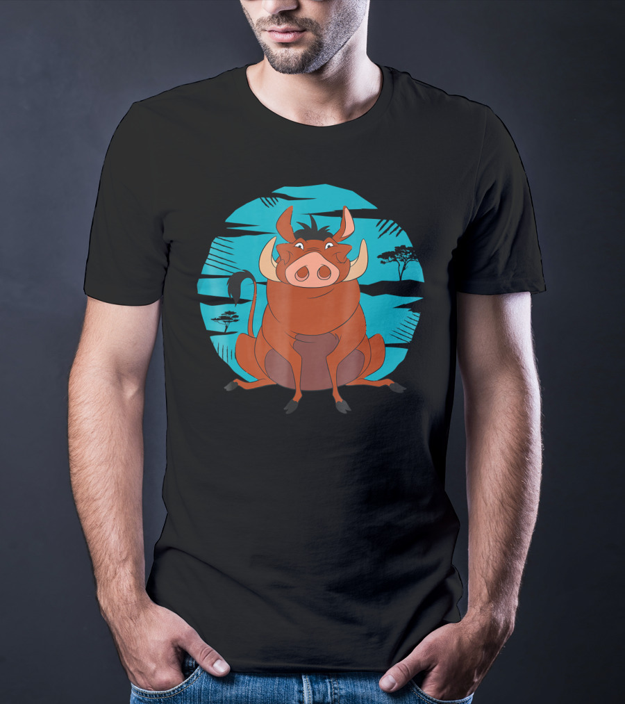 Disney The Lion King Happy Pumbaa African Savanna Scene T-Shirt