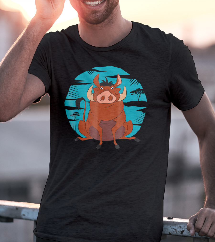 Disney The Lion King Happy Pumbaa African Savanna Scene T-Shirt