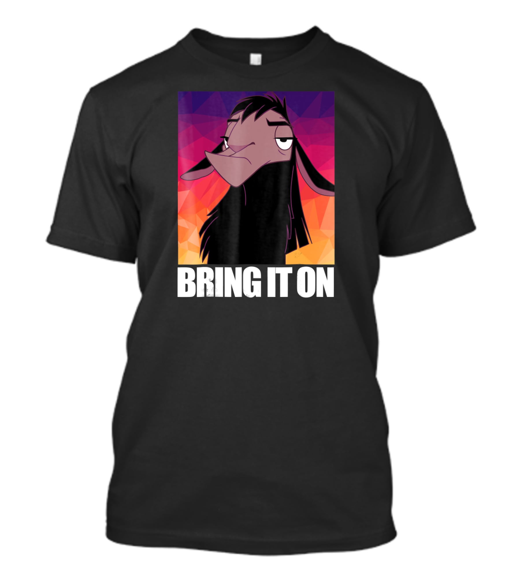 Disney Emperor's New Groove Kuzco Llama Bring It On Colorful Geometric Background T-Shirt