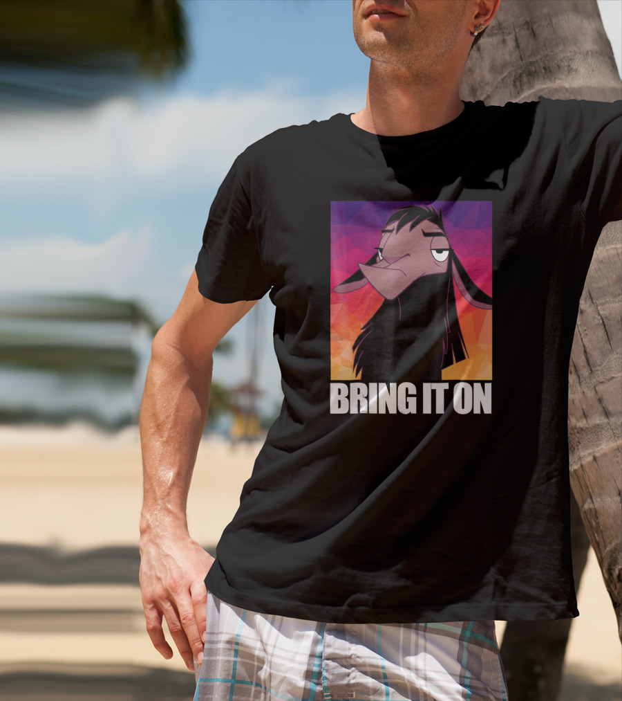 Disney Emperor's New Groove Kuzco Llama Bring It On Colorful Geometric Background T-Shirt